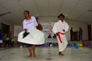 Students performing traditional dance.