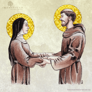 Saints Clare and Francis. This print available for purchase.