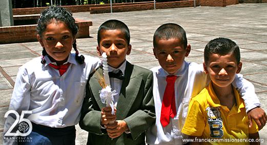 Elías (second from right) with his siblings at his brother's First Communion